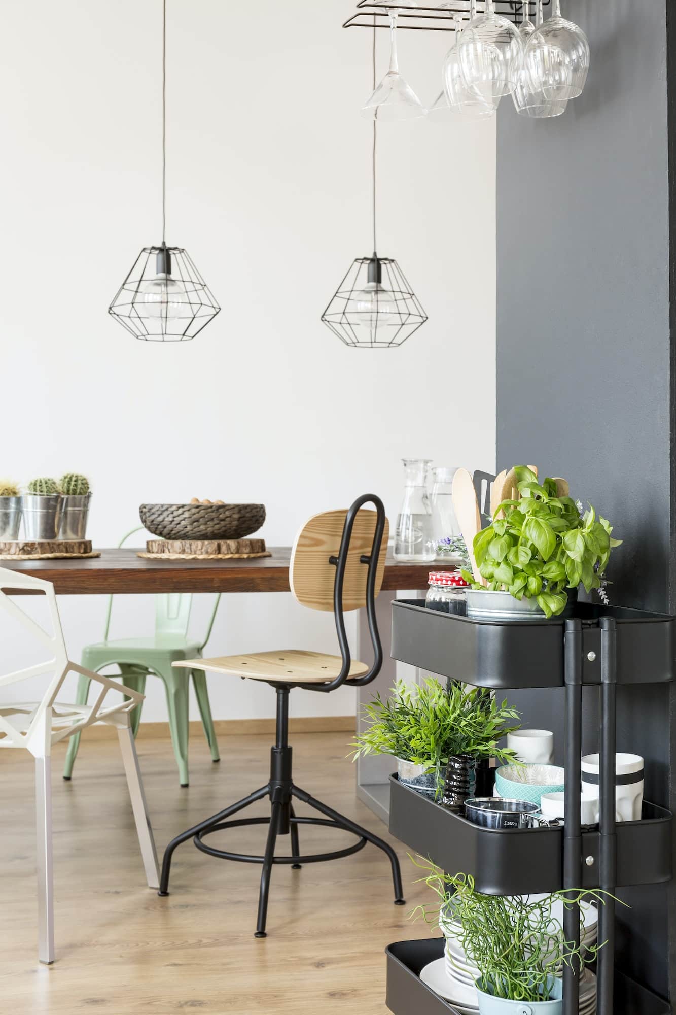 Modern furniture in dining room